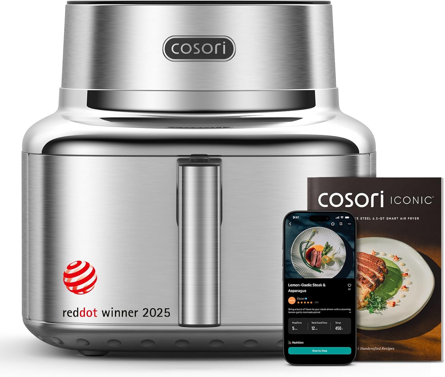 Cosori Iconic smart airfryer 6,2 liter i rostfritt stål